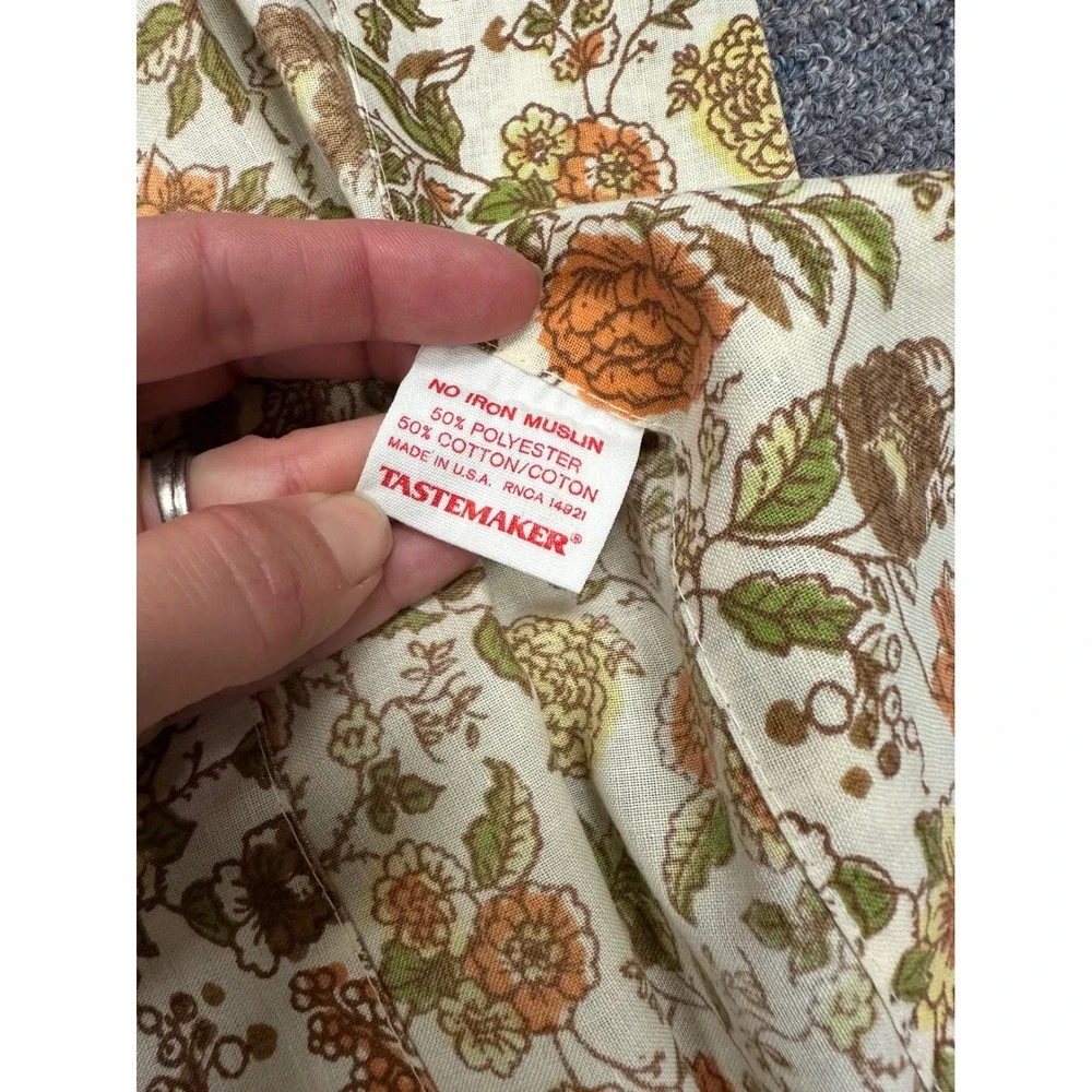 Vintage 70s Tastemaker Earthy Floral Twin Sheet Set Boho Cottagecore